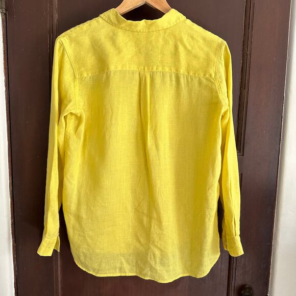 BODEN | Sienna Yellow Linen Button Front Blouse | Size 10 P - Picture 2 of 5